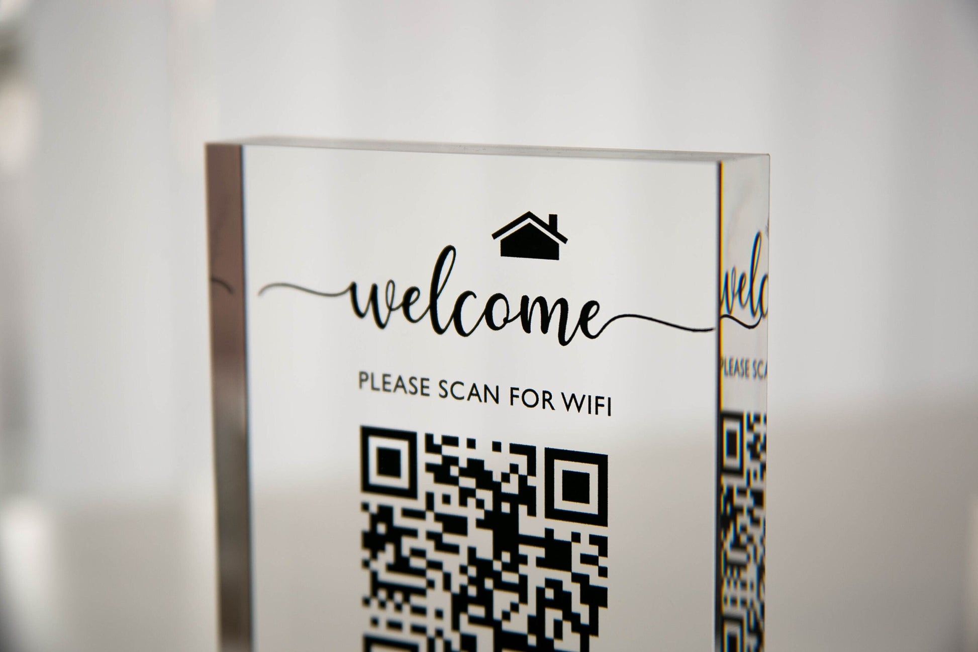 Personalized Acrylic QR Code Wifi Sign (Design 2) - Custom Internet Sign Airbnb Vacation Rental Salon Hotel Guestroom New Home Owner's Gift