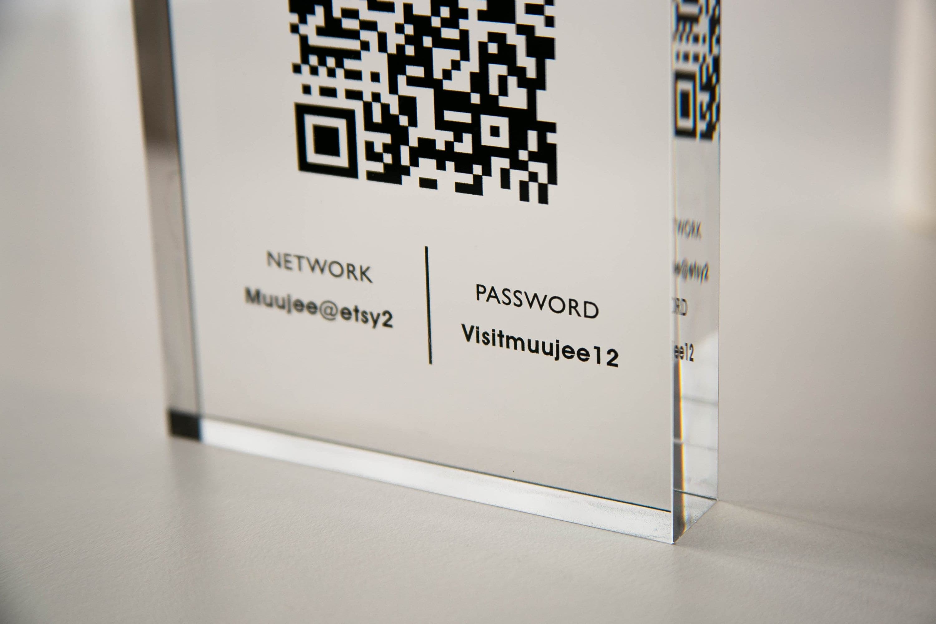 Personalized Acrylic QR Code Wifi Sign (Design 2) - Custom Internet Sign Airbnb Vacation Rental Salon Hotel Guestroom New Home Owner's Gift