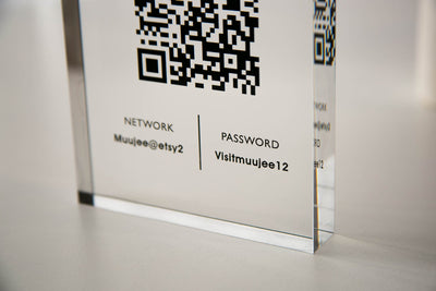 Personalized Acrylic QR Code Wifi Sign (Design 2) - Custom Internet Sign Airbnb Vacation Rental Salon Hotel Guestroom New Home Owner's Gift
