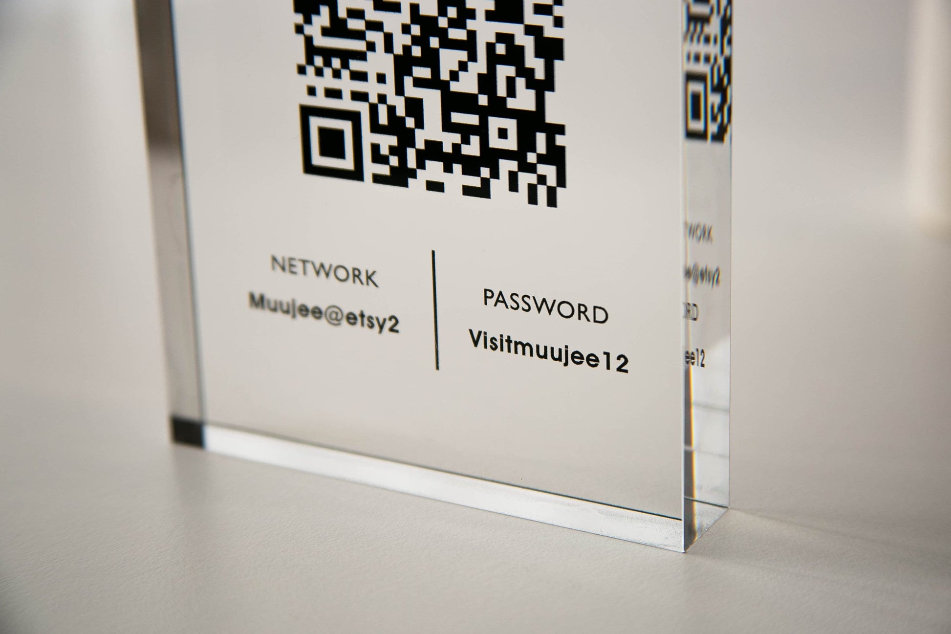 Personalized Acrylic QR Code Wifi Sign (Design 2) - Custom Internet Sign Airbnb Vacation Rental Salon Hotel Guestroom New Home Owner's Gift