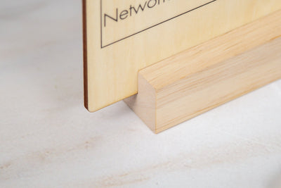 Wood Wifi Sign w/ Maple Wood Stand (Design 1) - Freestanding Tabletop Sign Guestroom Essential AirBnB Cabin Rental Cafe Bar Spa Waiting Area