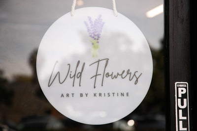Round Hanging Acrylic Sign (Logo) w/ White Rope - Custom window signage for office rental door small business beauty salon spa artist plaque