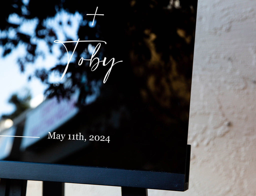 Personalized Arched Acrylic Wedding Welcome Sign (Design 1) - Modern Wedding Venue Entrance Engagement Bridal Shower Party Signage Display