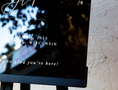 Personalized Acrylic Wedding Welcome Sign (Design 1) - Custom Modern Bridal Event Engagement Party Rehearsal Dinner Nuptials Signage