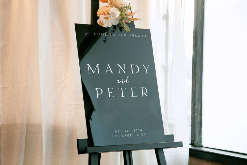 personalized acrylic wedding welcome sign — product photo