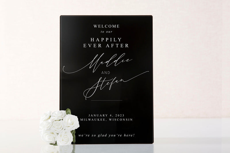 modern acrylic wedding welcome sign — product photo
