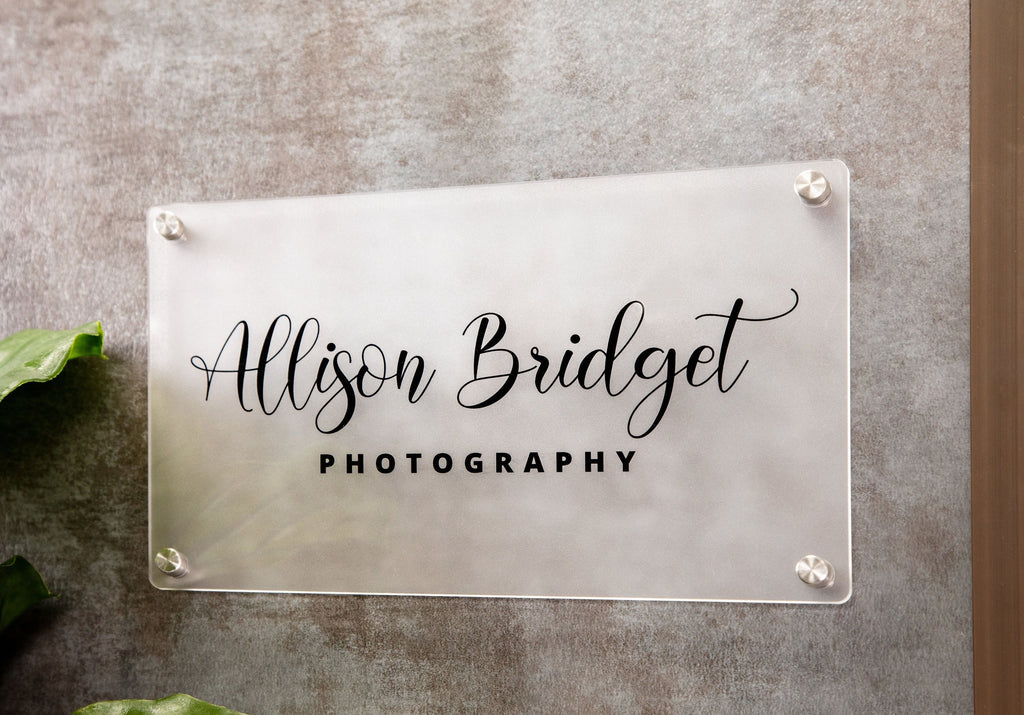 Frosted Acrylic Office Door Sign w/ Metal Stand Offs - 11.5x7" Custom Business Logo Wall Sign, Personalized Medical Office Door Name Plate