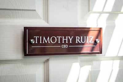 UV Printed Wood Acrylic Wall Sign - Personalized Name Office Executive CEO Sign New Job Position Business Decor, Birthday or Promotion Gift