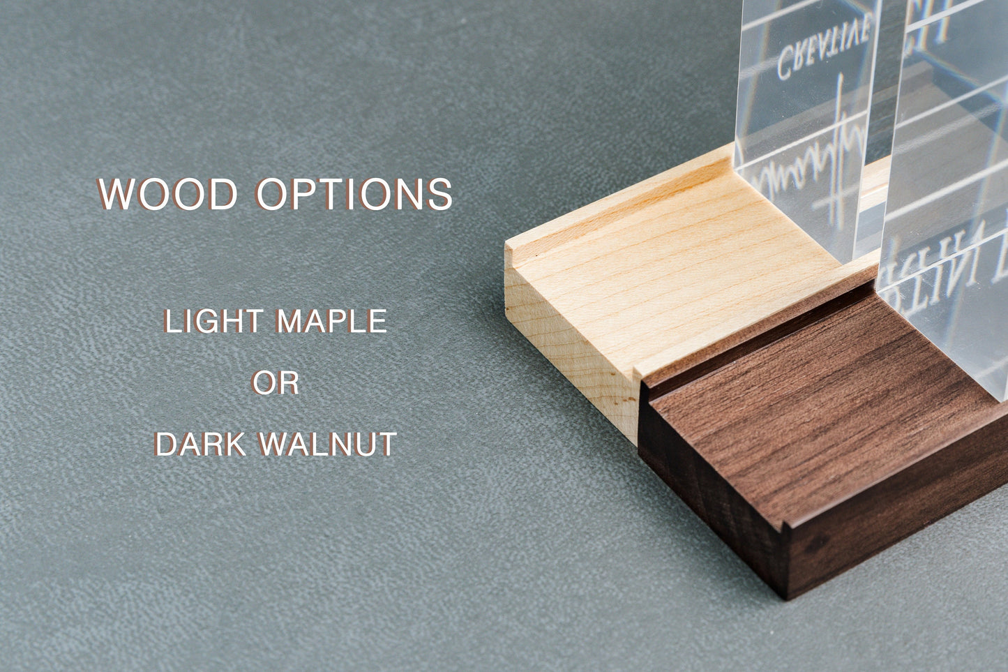 Personalized Acrylic Name Block (D2) - w/ Optional Wooden Base, Minimal Executive Desk CEO Sign, Job Office Decor Teacher Manager Gift