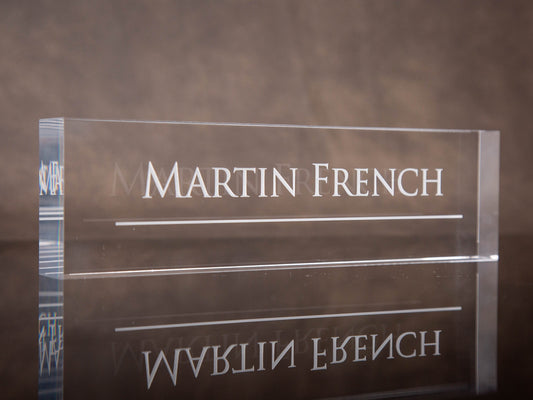Engraved Desk Block - Minimal Executive Desk CEO Sign, New Job Home Office School Decor, Promotion Gift for Husband, Teacher Appreciation