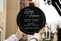 Round Acrylic Sign (Store Hours) w/ No Holes - custom signage for office home rental door, small business, spa salon operation hours signs