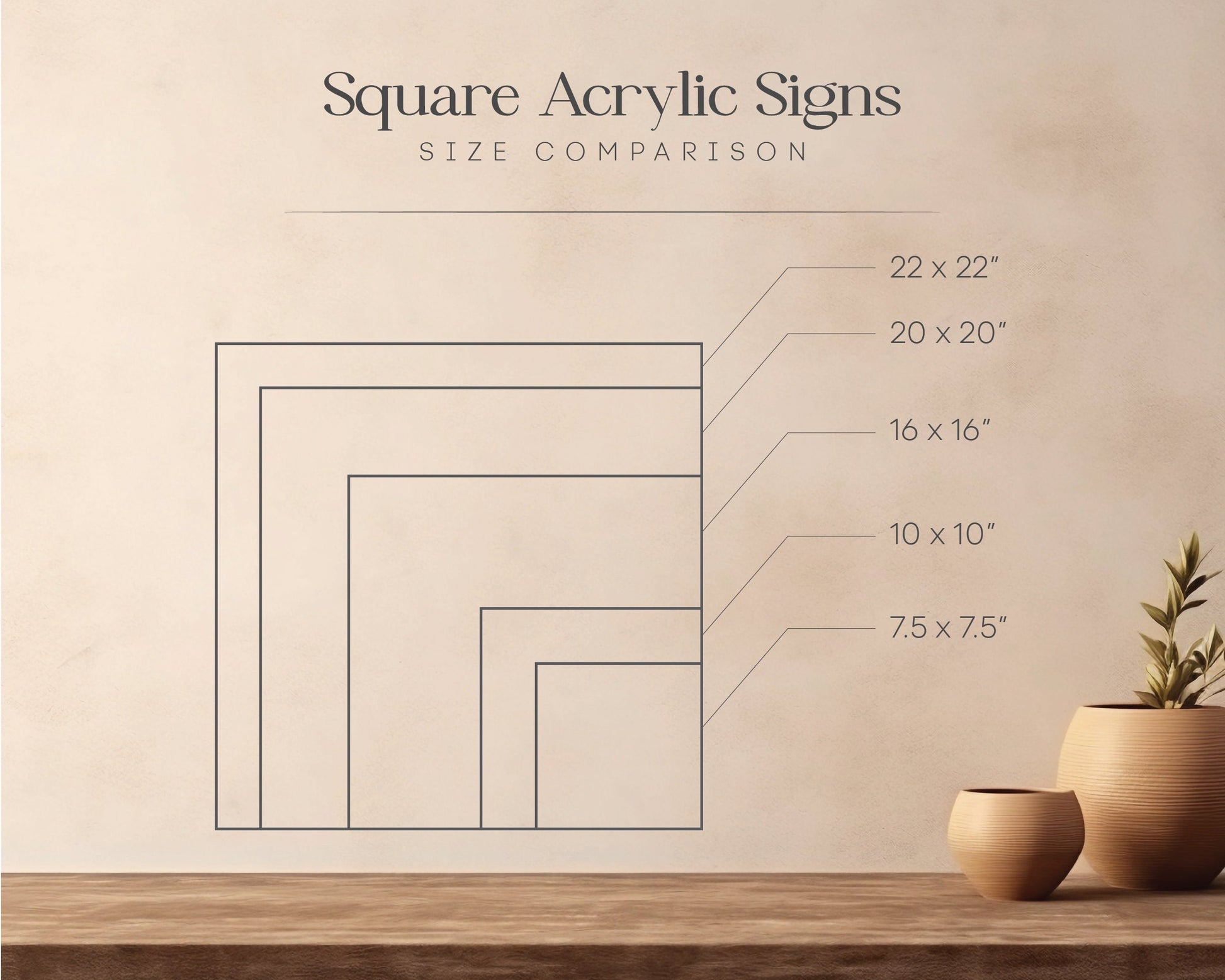 Acrylic Square Business Logo Sign w/ Metal Stand Offs - Custom logo sign for business outdoor, Personalized name sign logo office store font