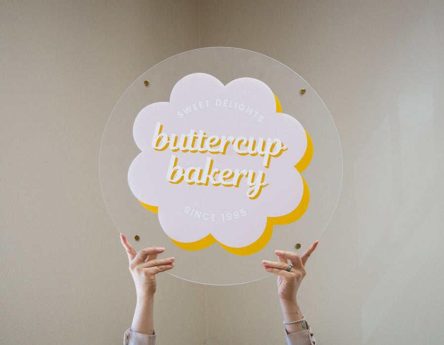Frosted Round Wall Sign With 4 Holes - Custom Small Business Logo Sign for Beauty Salon Owners, Hair Nail Stylist Makeup Massage Skincare