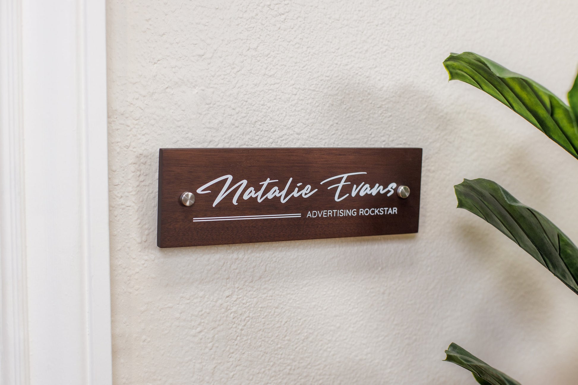 Wood Wall Sign Name Plate - UV Printed Personalized Door Office Sign, Executive CEO Sign, New Job Business Decor, Birthday, Promotion Gift