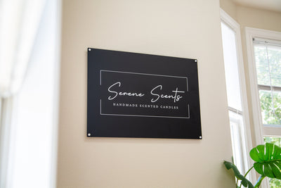 Black Rectangle Wall Sign With 4 Holes - Custom Small Business Logo Sign for Beauty Salon Owners, Hair Nail Stylist Makeup Massage Skincare