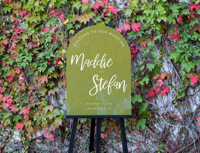 Personalized Arched Acrylic Wedding Welcome Sign (Design 4) , Wedding Sign, Party Sign