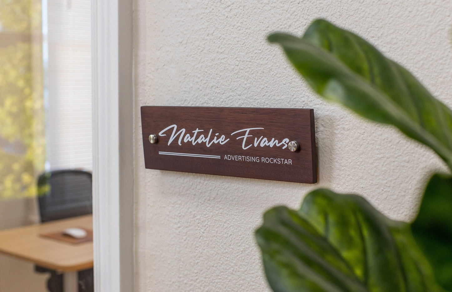 Wood Wall Sign Name Plate - UV Printed Personalized Door Office Sign, Executive CEO Sign, New Job Business Decor, Birthday, Promotion Gift
