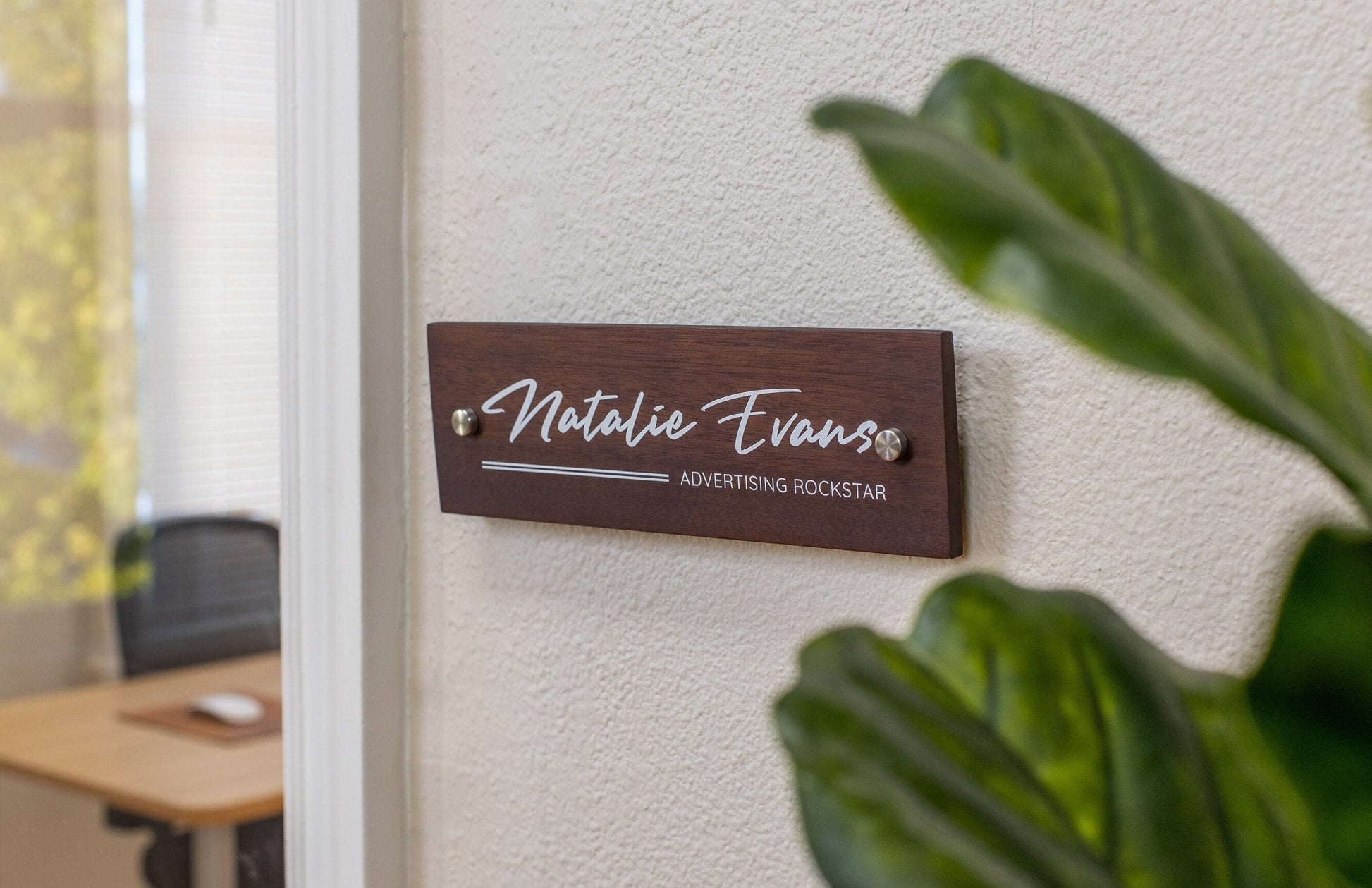 Wood Wall Sign Name Plate - UV Printed Personalized Door Office Sign, Executive CEO Sign, New Job Business Decor, Birthday, Promotion Gift