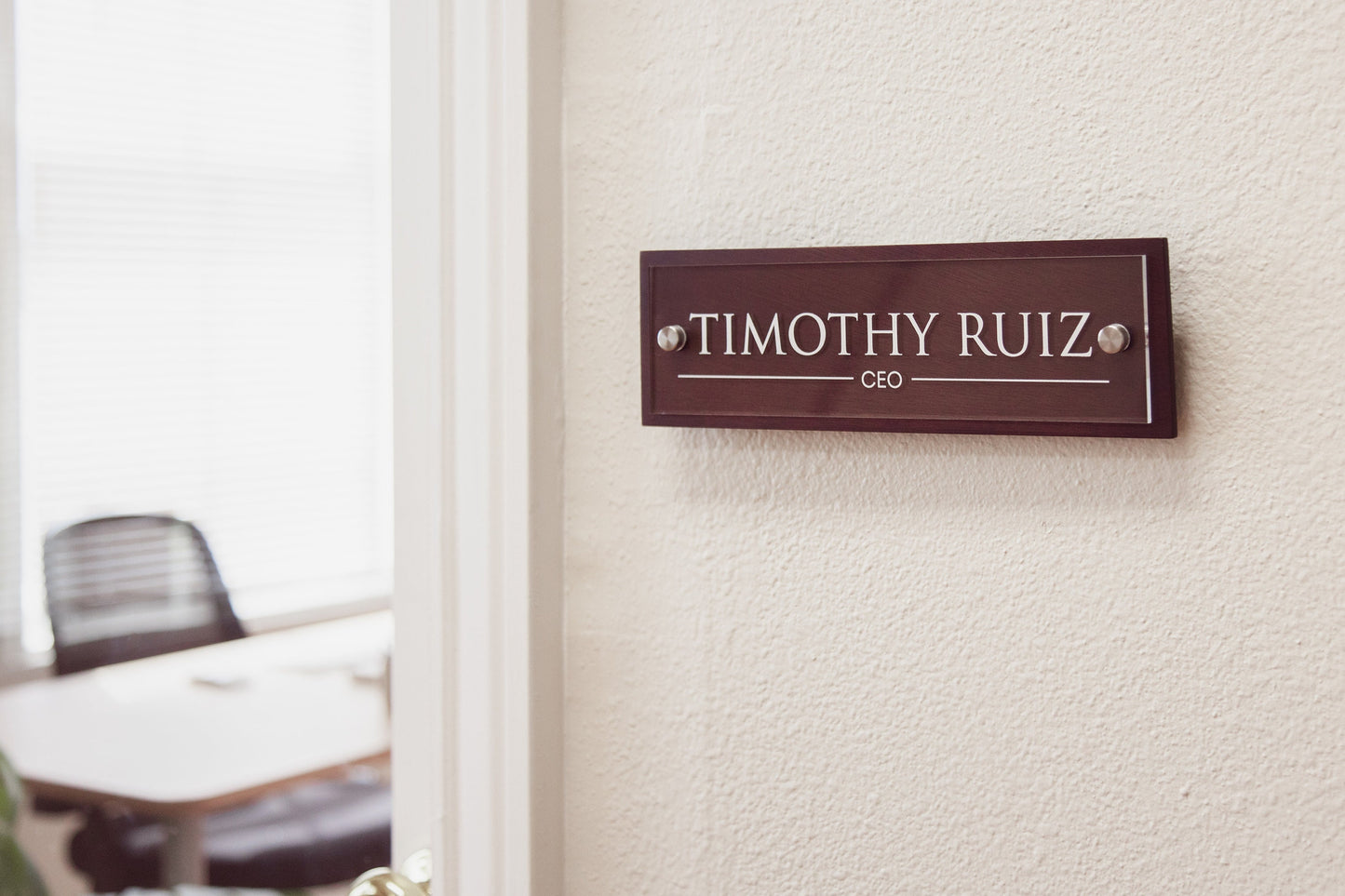UV Printed Wood Acrylic Wall Sign - Personalized Name Office Executive CEO Sign New Job Position Business Decor, Birthday or Promotion Gift