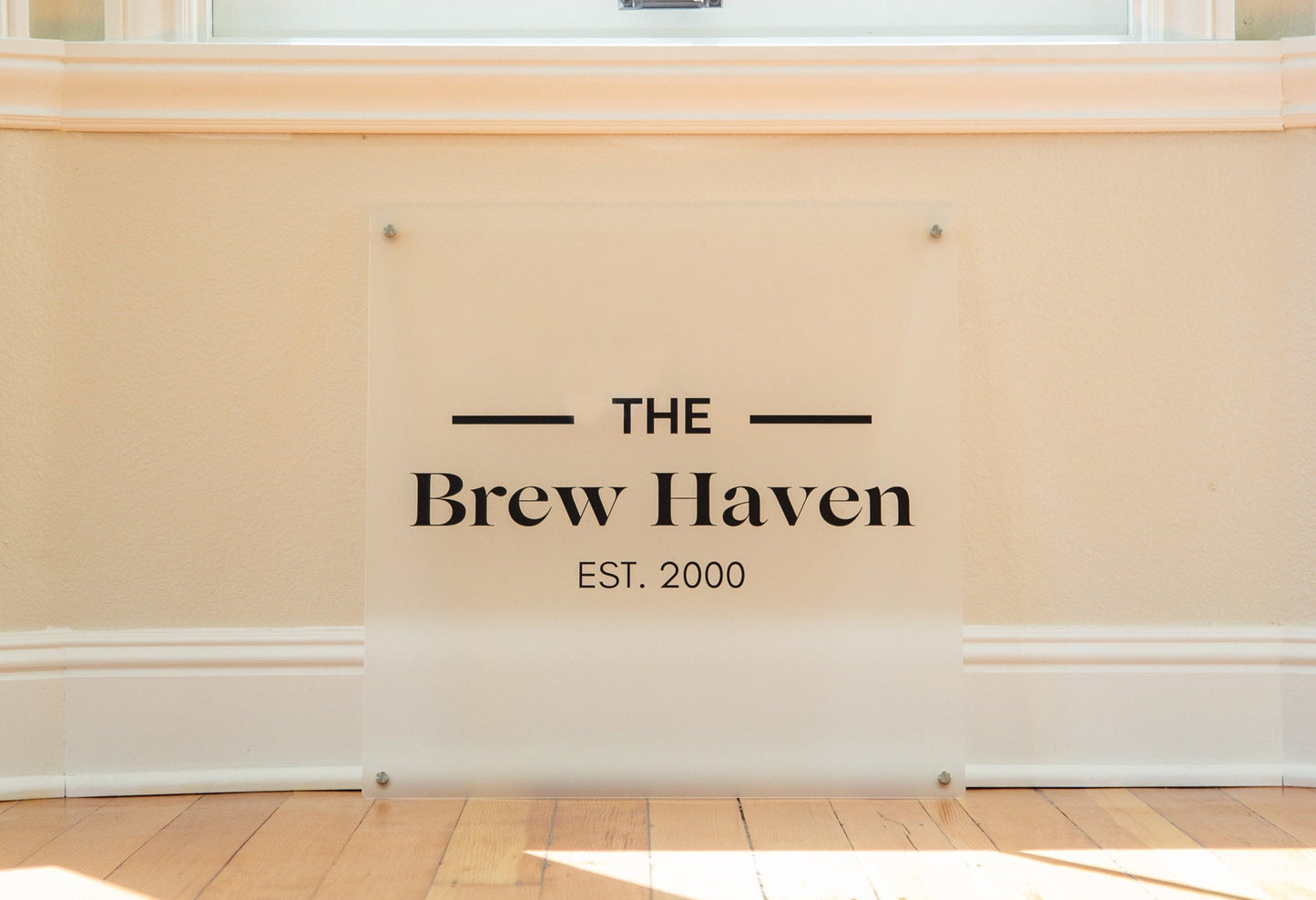 Frosted Square Wall Sign With 4 Holes - Custom Small Business Logo Sign for Beauty Salon Owners, Hair Nail Stylist Makeup Massage Skincare