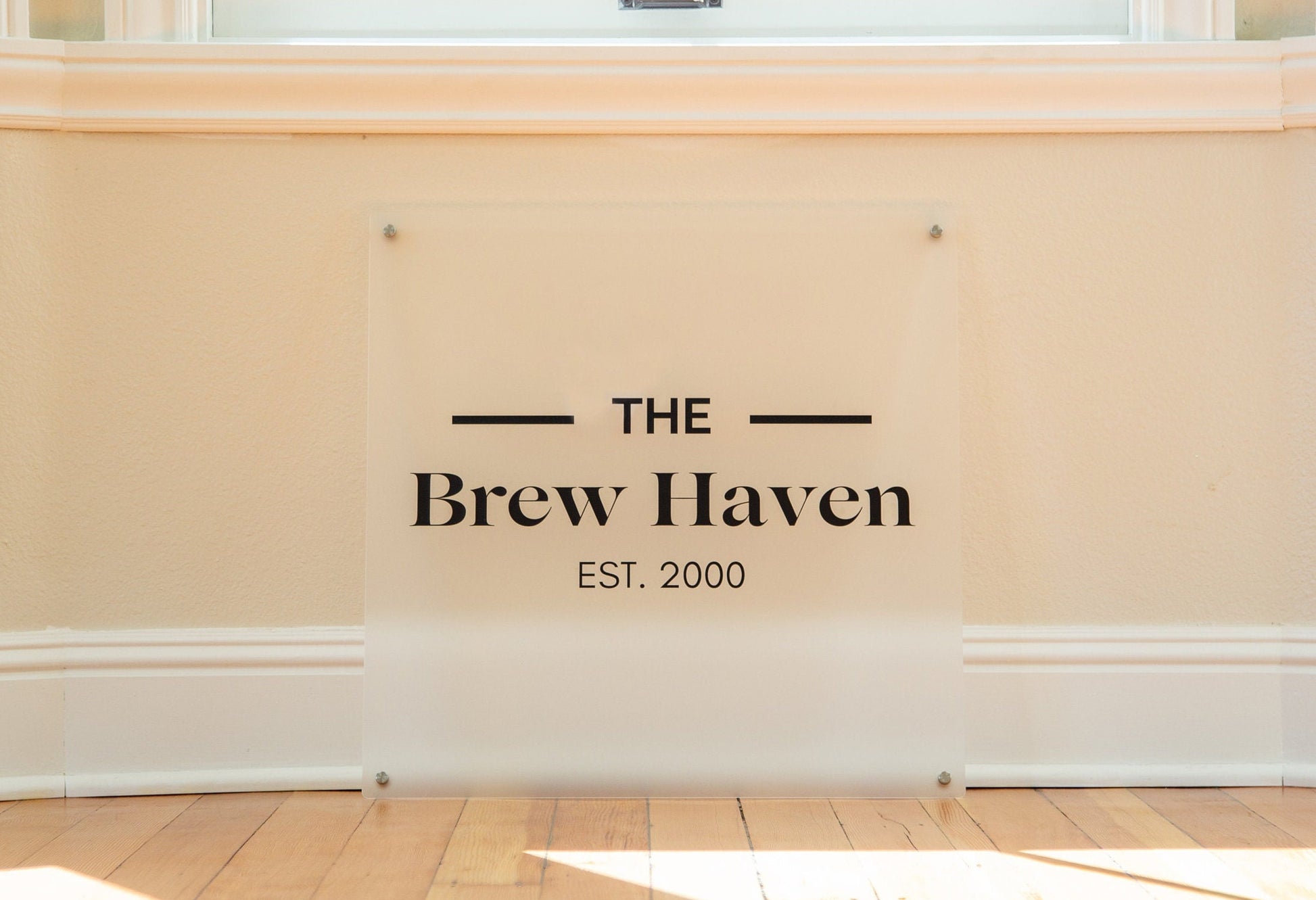 Frosted Square Wall Sign With 4 Holes - Custom Small Business Logo Sign for Beauty Salon Owners, Hair Nail Stylist Makeup Massage Skincare