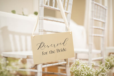 Reserved Hanging Acrylic Sign with Ribbon (D4) - 11.5x7" Reserved Seat Sign for the Bride, Wedding Ceremony Reception Bridal Party Sign