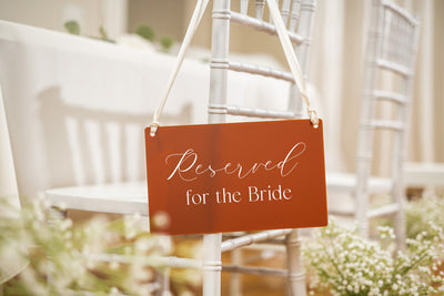 Reserved Hanging Acrylic Sign with Ribbon (D4) - 11.5x7" Reserved Seat Sign for the Bride, Wedding Ceremony Reception Bridal Party Sign