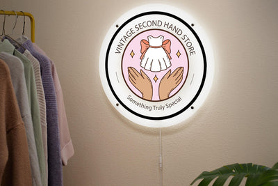LED Round Sign with 4 Holes - Custom Backlit Acrylic Sign, Round Business Sign, Acrylic Logo Sign, Lighted Logo Sign, Boutique sign