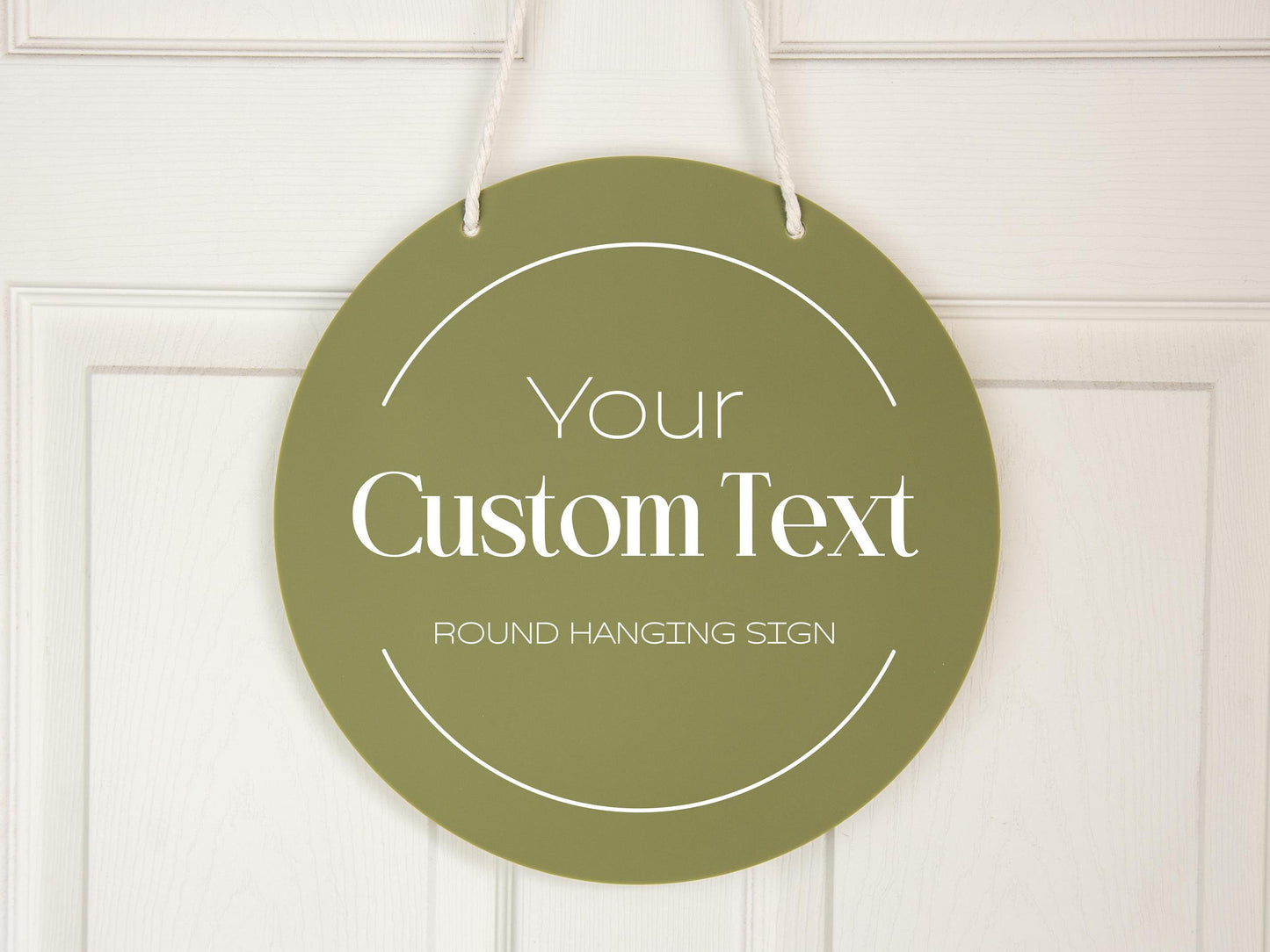Round Hanging Acrylic Sign (Recording) w/ White Rope - custom signage for office home rental door, small business logo sign, trade show