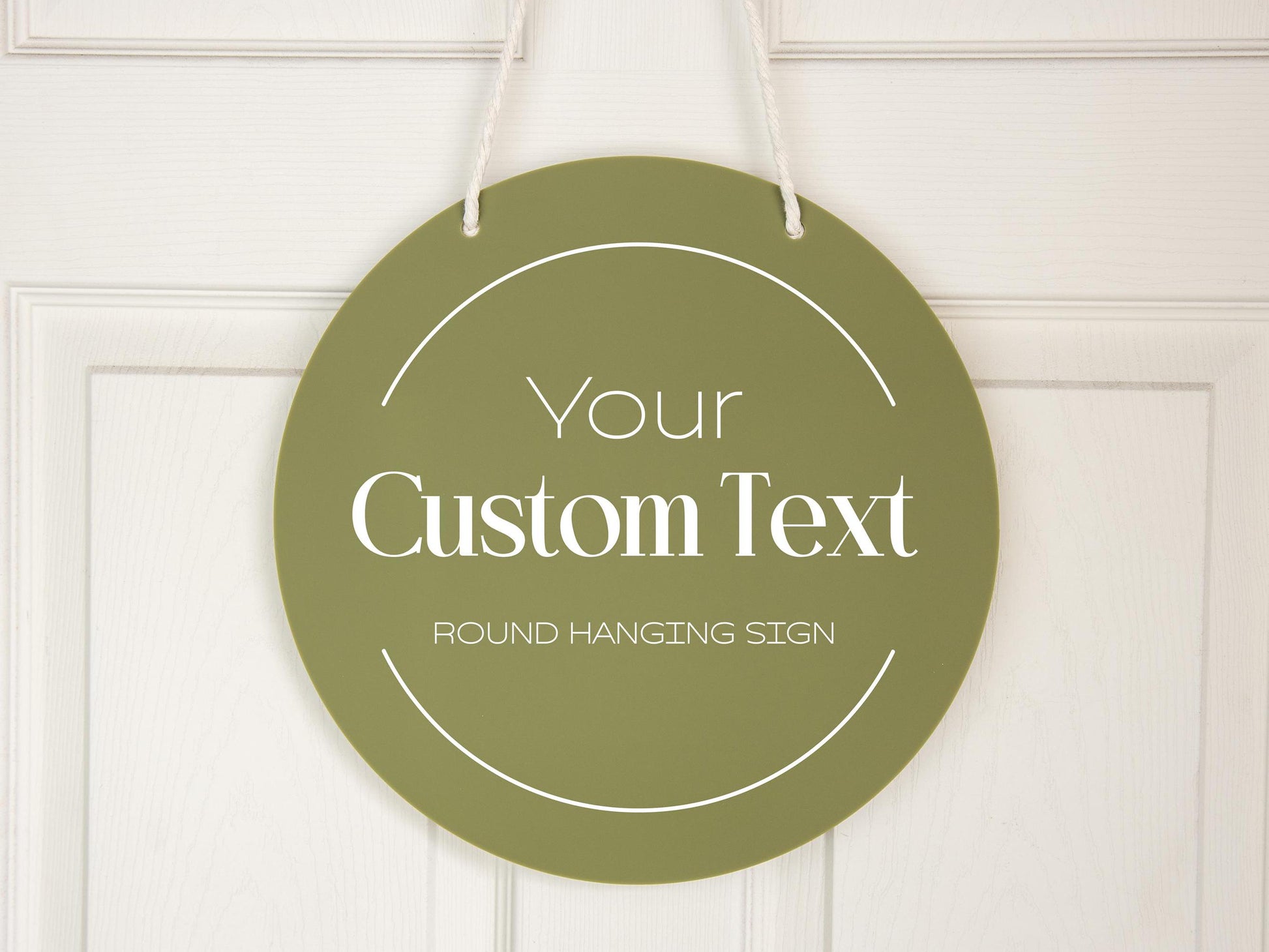 Round Hanging Acrylic Sign (Recording) w/ White Rope - custom signage for office home rental door, small business logo sign, trade show