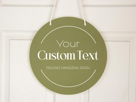Round Hanging Acrylic Sign (Recording) w/ White Rope - custom signage for office home rental door, small business logo sign, trade show