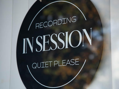 Round Hanging Acrylic Sign (Recording) w/ White Rope - custom signage for office home rental door, small business logo sign, trade show