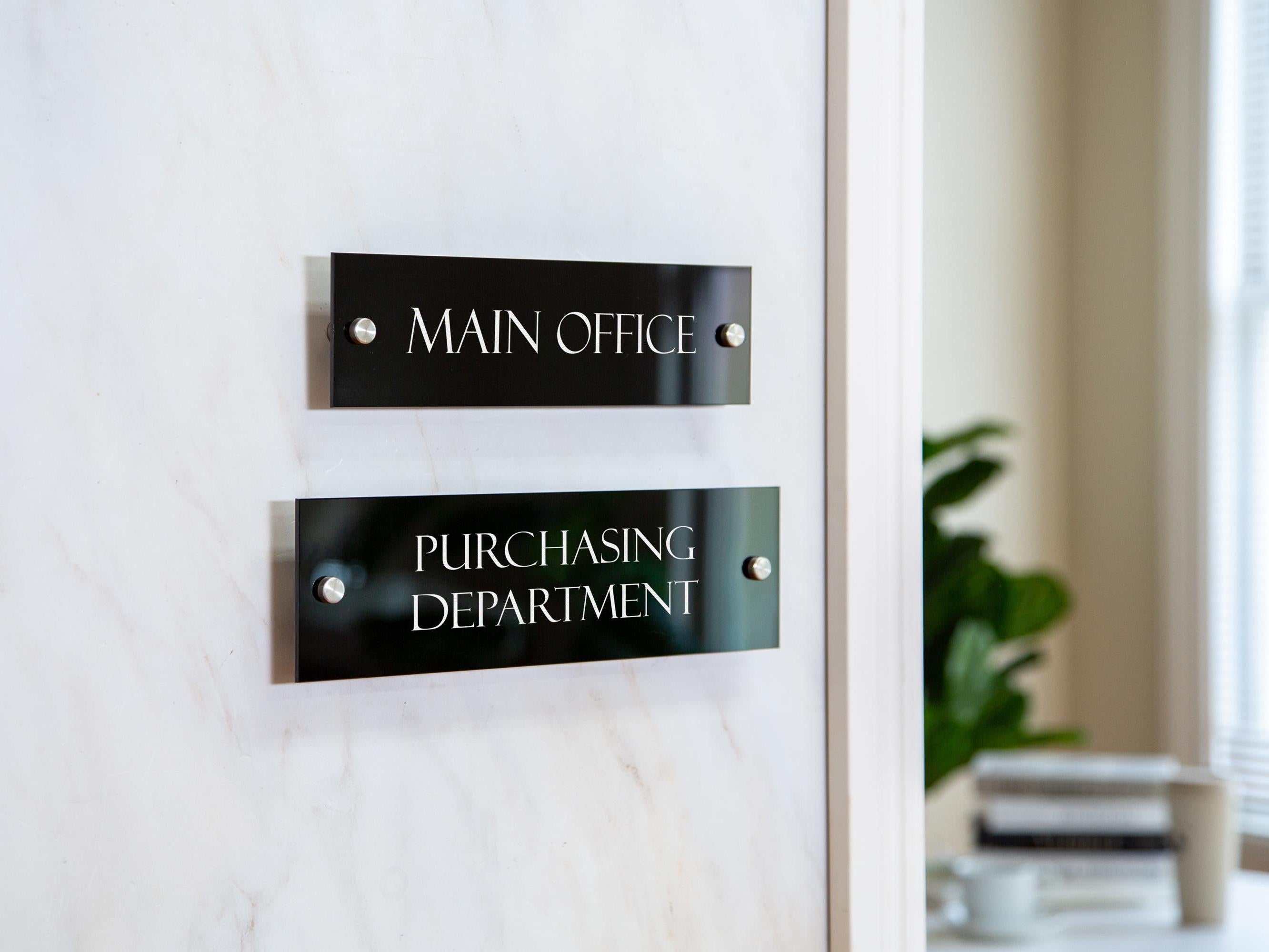 Wall Sign Name Plate (D1)- 2 Sizes Personalized Acrylic Door Office Sign, Salon Lash Nails Small Business Shop Signage, Work Rental Signs