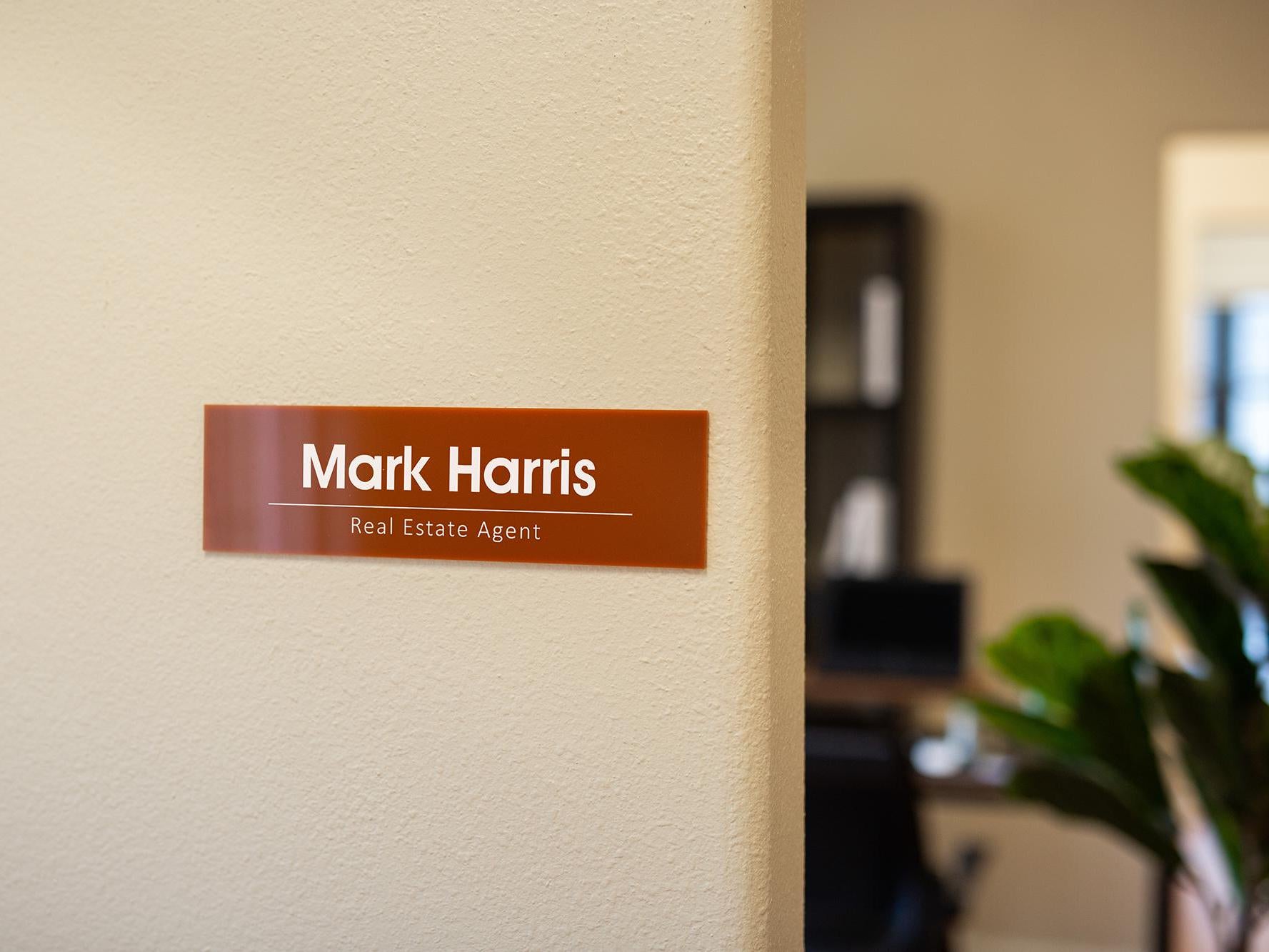 Wall Sign Name Plate (No Hole) - 2 Sizes Personalized Stick on Executive CEO Sign, New Job Business Decor, Staff Employee Teacher Boss Gift