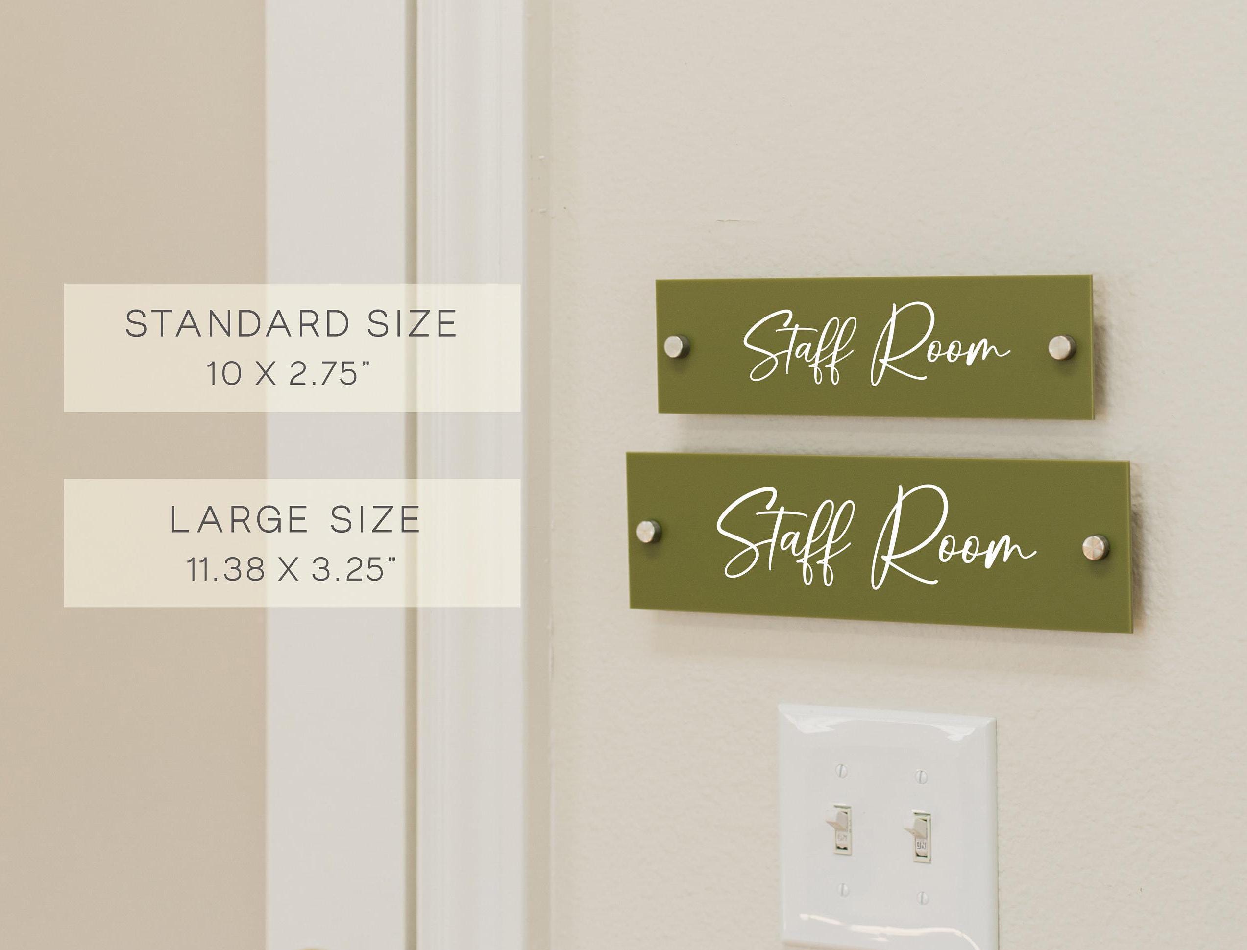 Wall Sign Name Plate (D2)- 2 Sizes Personalized Acrylic Door Office Sign, Aesthetic Decor for Business Boutique Studio Classroom Clinic