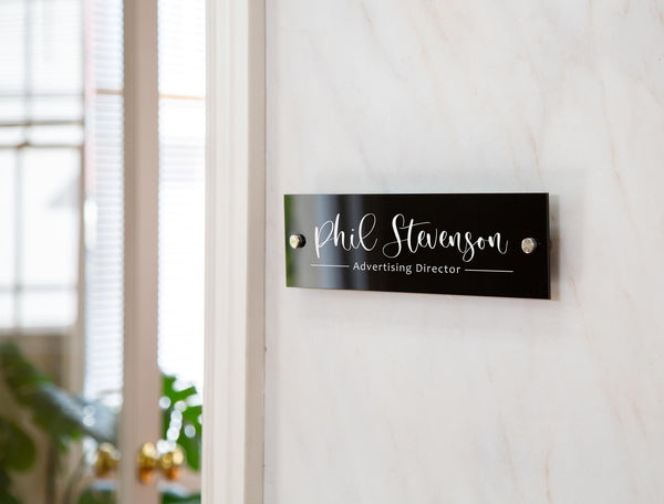 Wall Sign Name Plate - 2 Sizes Personalized Door Office Sign, Executive CEO Sign, New Job Business Decor, Birthday Promotion Mom Gift Ideas