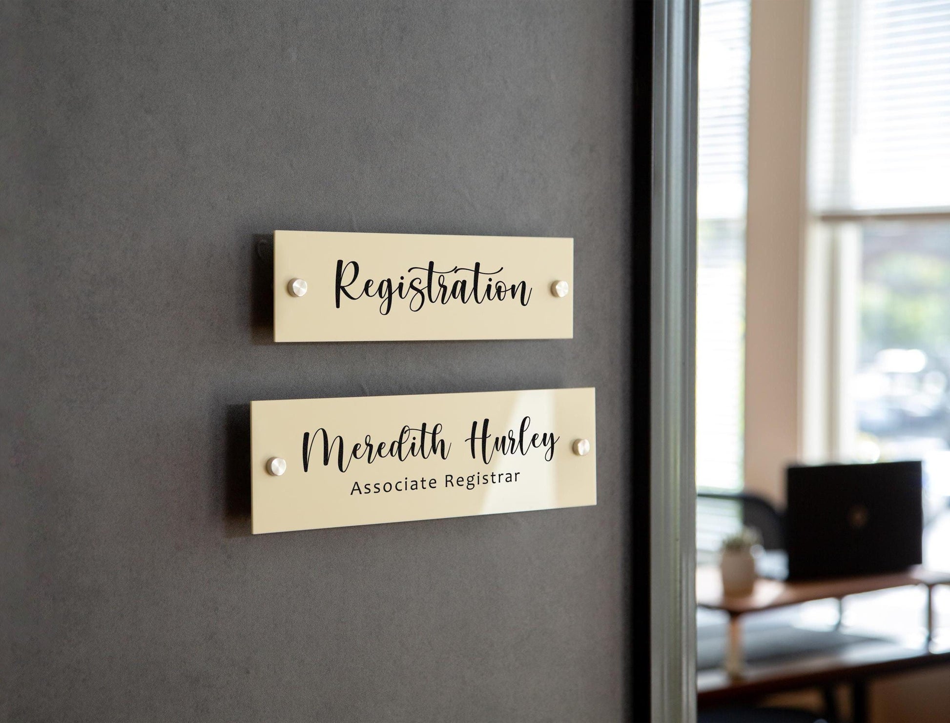 Wall Sign Name Plate (D3)- 2 Sizes Personalized Acrylic Door Office Sign, Modern Wall Signage for School, Aesthetics Clinic, Business Shops