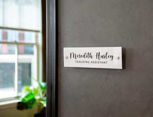 Wall Sign Name Plate (D3)- 2 Sizes Personalized Acrylic Door Office Sign, Modern Wall Signage for School, Aesthetics Clinic, Business Shops