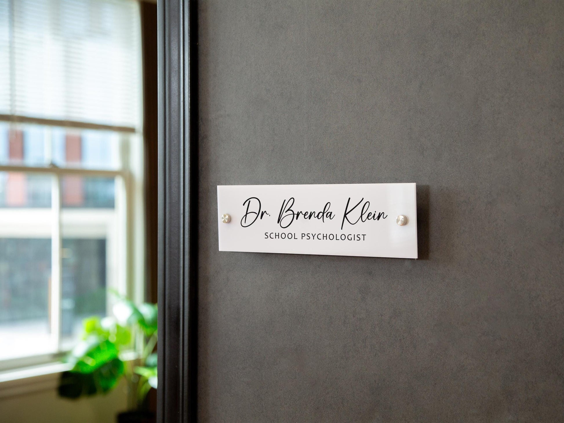 Wall Sign Name Plate (D2)- 2 Sizes Personalized Acrylic Door Office Sign, Aesthetic Decor for Business Boutique Studio Classroom Clinic