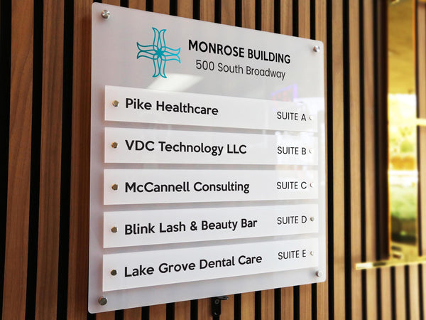 Wall Directory (Wide) - Customizable Large Office Wall Door Building Mounted Business Logo Sign, Job Title Room Signage, Made to Order