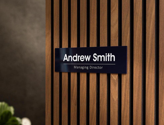 Wall Sign Name Plate (No Hole) - 2 Sizes Personalized Stick on Executive CEO Sign, New Job Business Decor, Staff Employee Teacher Boss Gift