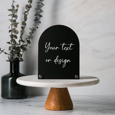 Custom Arch Acrylic Sign - 6x7.5" Your Text on Signage, Wedding Party Decor, Office Table Reception Business Signs, Craft Fair Trade Show