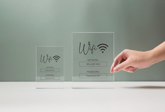 Wifi Password Sign (Acrylic Block) - Custom Internet Table Sign for Home & Airbnb Rental Hotel Small Business Signage New Home Owner's Gift