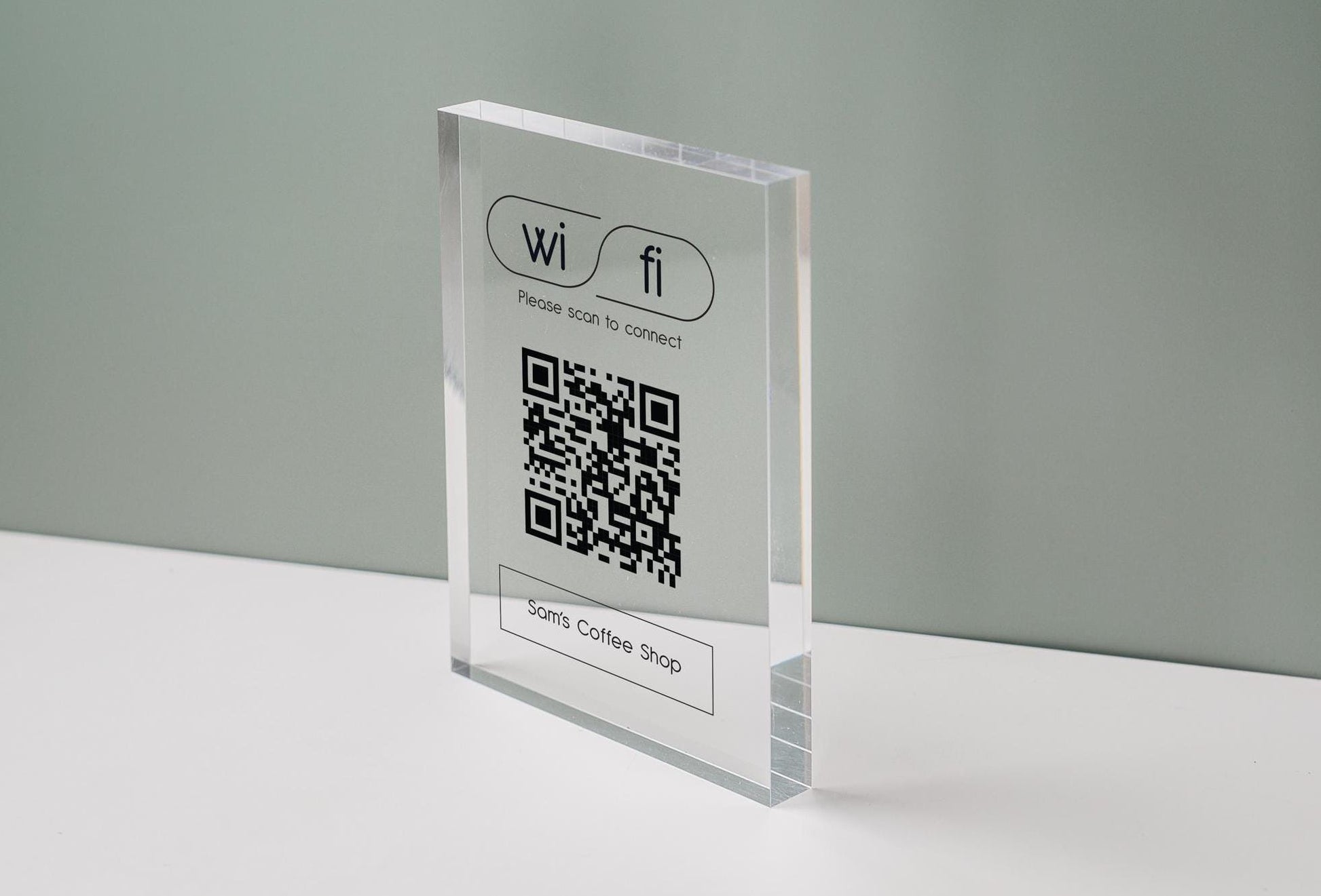 Personalized Acrylic QR Code Wifi Sign (Design 3) - Custom Home Airbnb Hotel Rental Sign for Small Business Beauty Salon Station Decor Bars