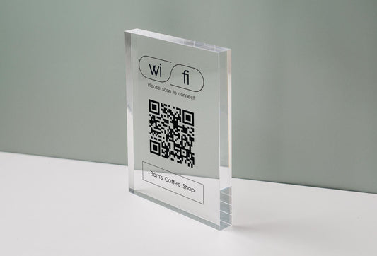 Personalized Acrylic QR Code Wifi Sign (Design 3) - Custom Home Airbnb Hotel Rental Sign for Small Business Beauty Salon Station Decor Bars