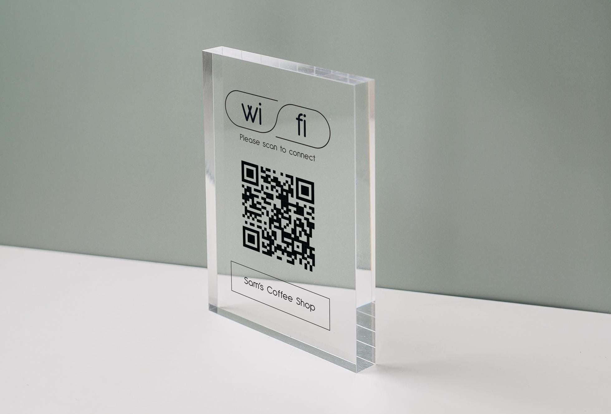 Personalized Acrylic QR Code Wifi Sign (Design 3) - Custom Home Airbnb Hotel Rental Sign for Small Business Beauty Salon Station Decor Bars
