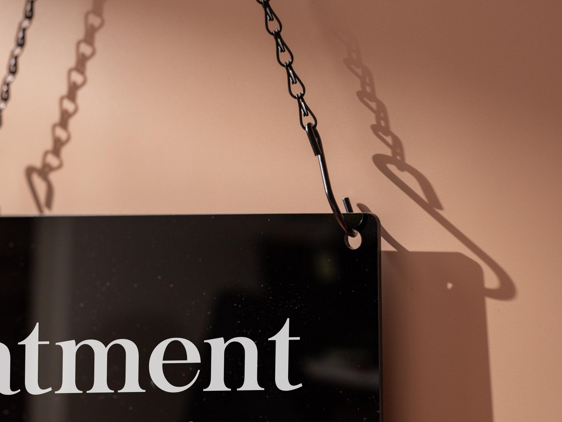 Hanging Acrylic Sign & Black Metal Chain (D10) - 11.5x7" Customizable Window Office Home Business Door Wall Signage, Open Closed In Session