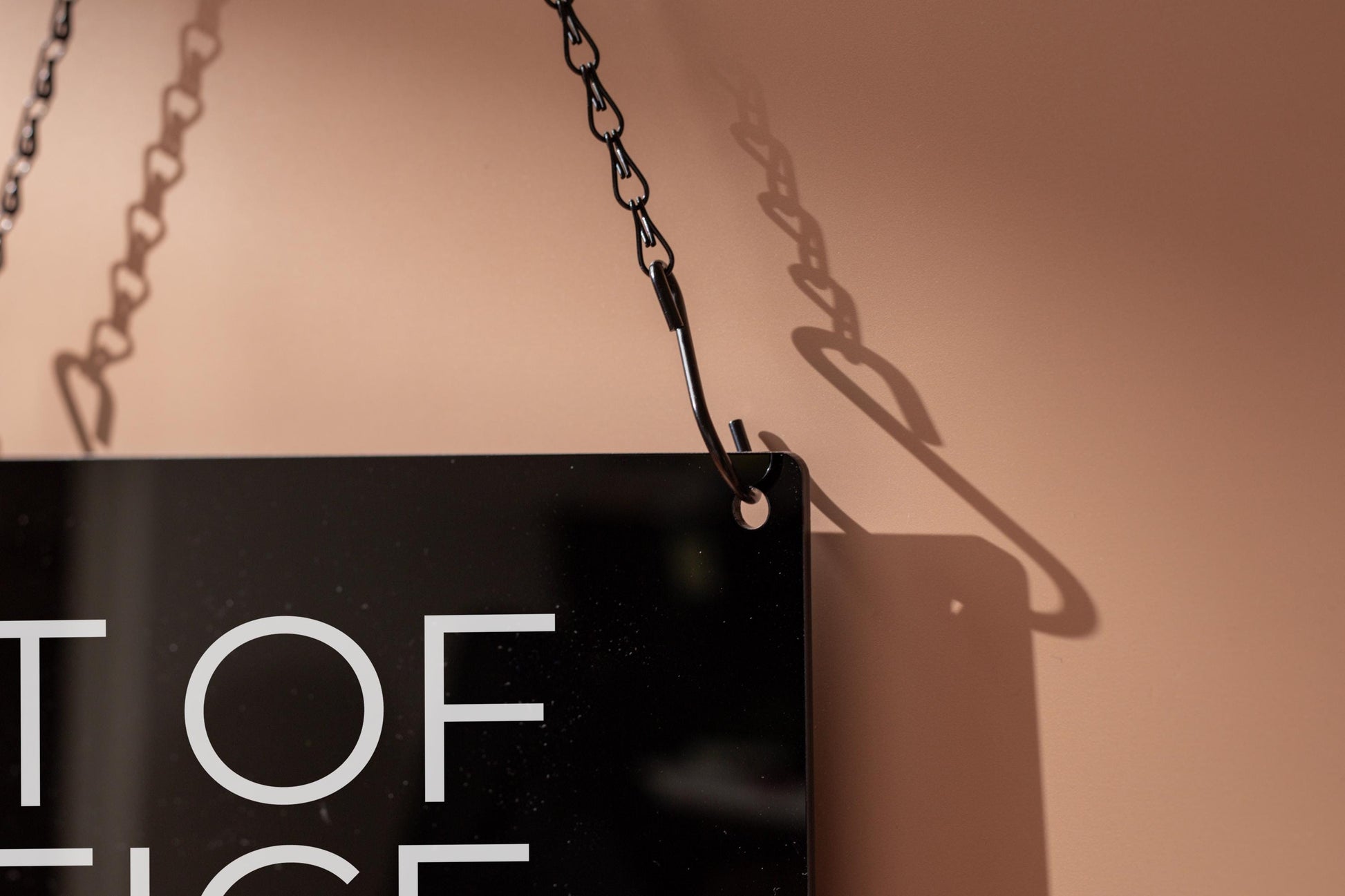Hanging Acrylic Sign & Black Metal Chain (D9) - 11.5x7" Custom Window Office Business Door Wall Signage, Open Closed Store Shop Customizable