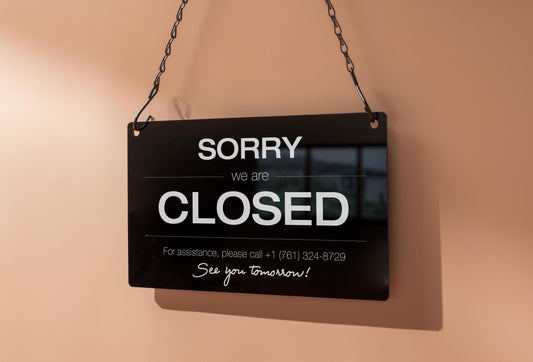 Hanging Acrylic Sign & Black Metal Chain (D6) - 11.5x7" Window Office Home Business Door Wall Signage, Customizable Closed Store Signs