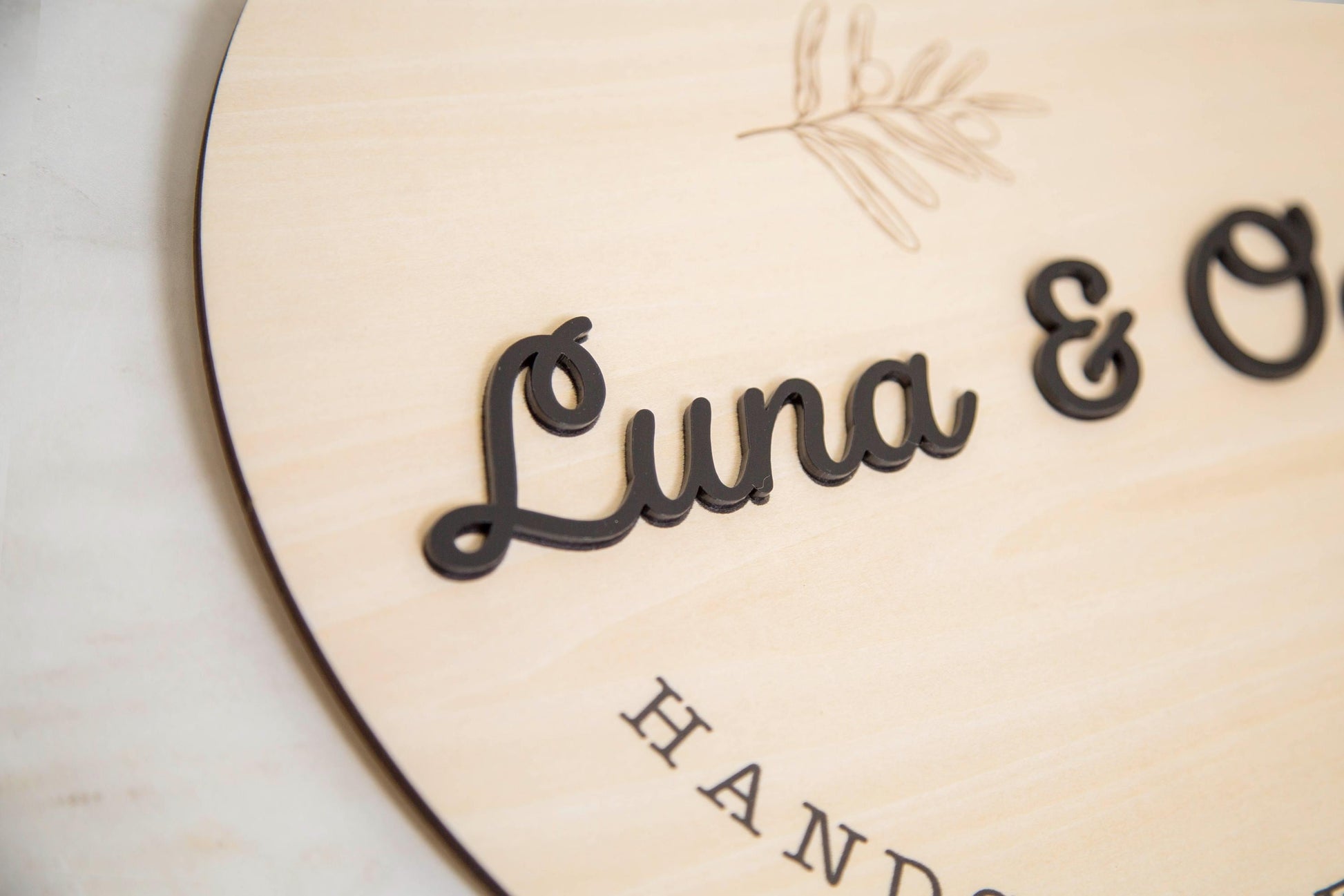 Round Hanging Wooden Sign w/ White Rope - Custom Business Signage, Minimalist Circle Wall Decor, Personalized Booth or Store Display